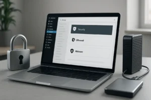 Osoba zabezpieczająca stronę WordPress przed cyberzagrożeniami