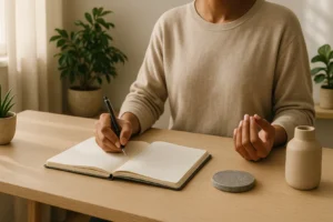Osoba praktykująca uważność podczas codziennej czynności