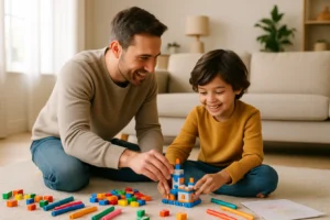 Rodzic wspierający dziecko podczas nauki