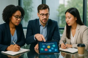 Osoba analizująca strategie marketingowe dla lokalnej działalności