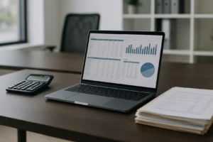 Osoba przeglądająca dokumenty finansowe na biurku