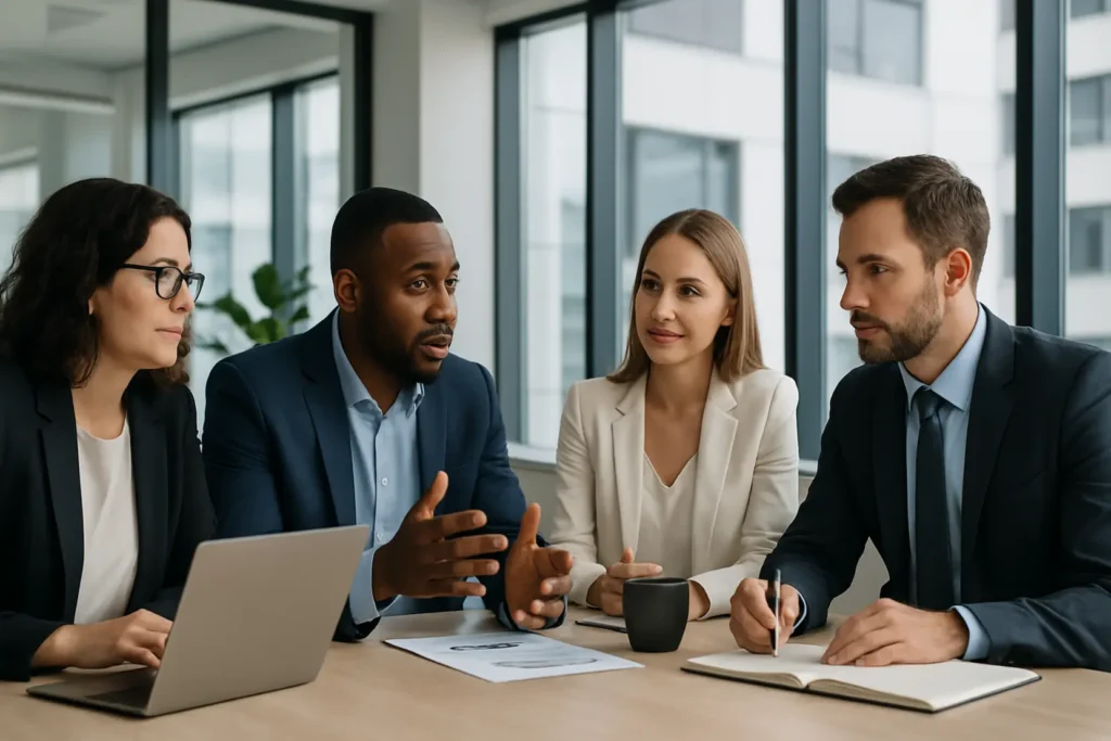 Biznesowe spotkanie online nad strategią marketingową B2B