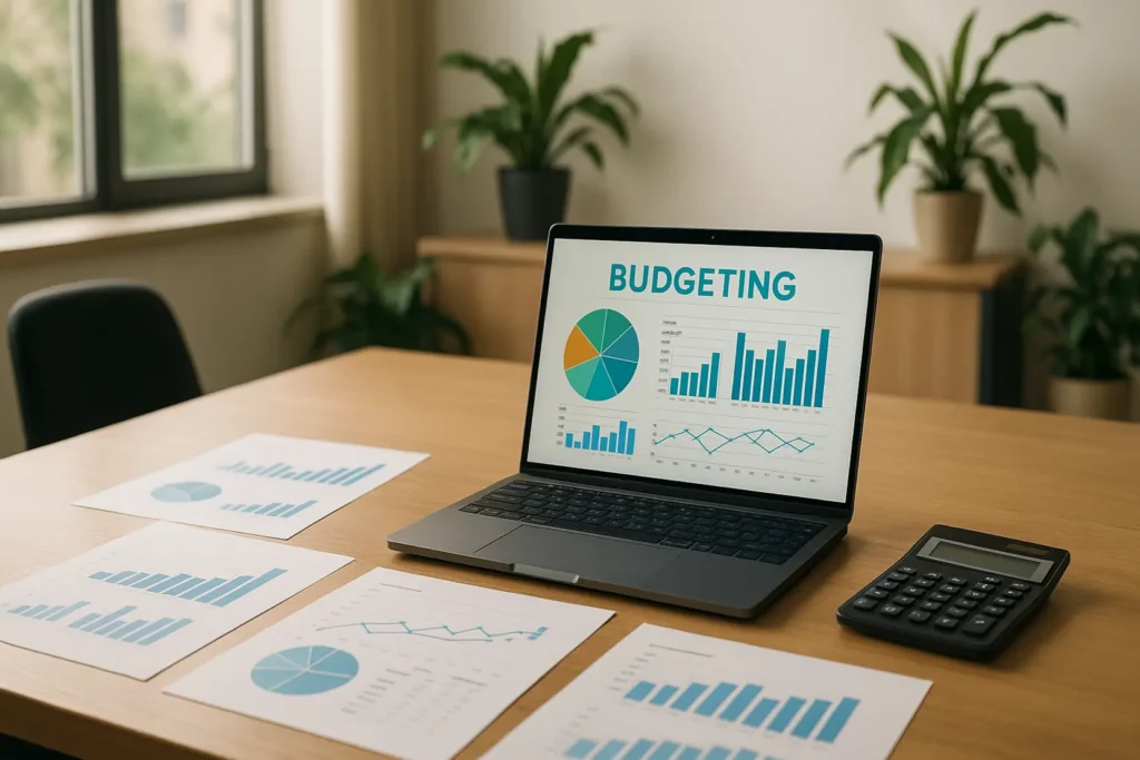 Ilustracja przedstawiająca zarządzanie budżetem w firmie.