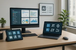 Ilustracja przedstawiająca wykorzystanie sztucznej inteligencji w biznesie