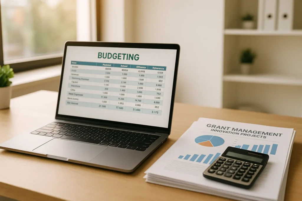 Zespół biznesowy planujący strategię dotacyjną w biurze