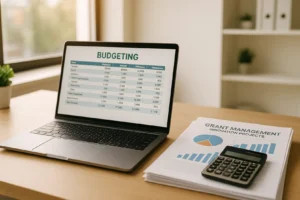 Zespół biznesowy planujący strategię dotacyjną w biurze