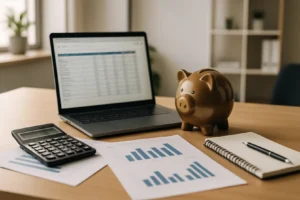 Przedsiębiorca analizujący finanse swojej firmy