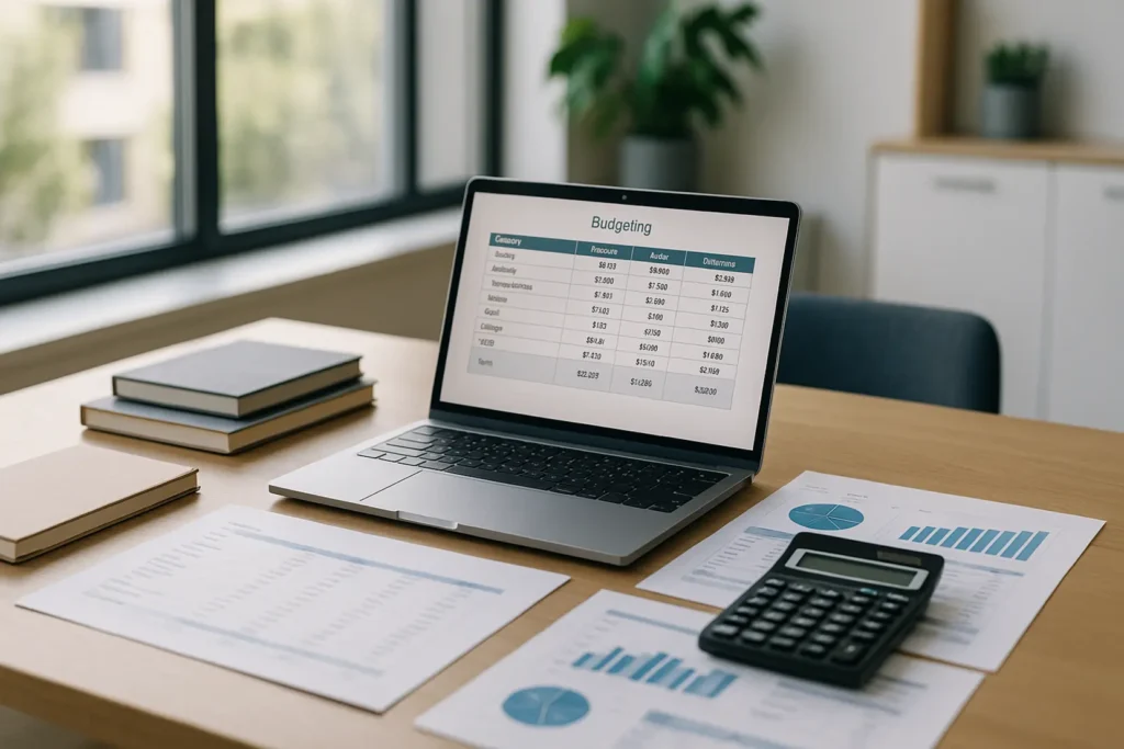 Nowoczesne biuro z wykresami finansowymi