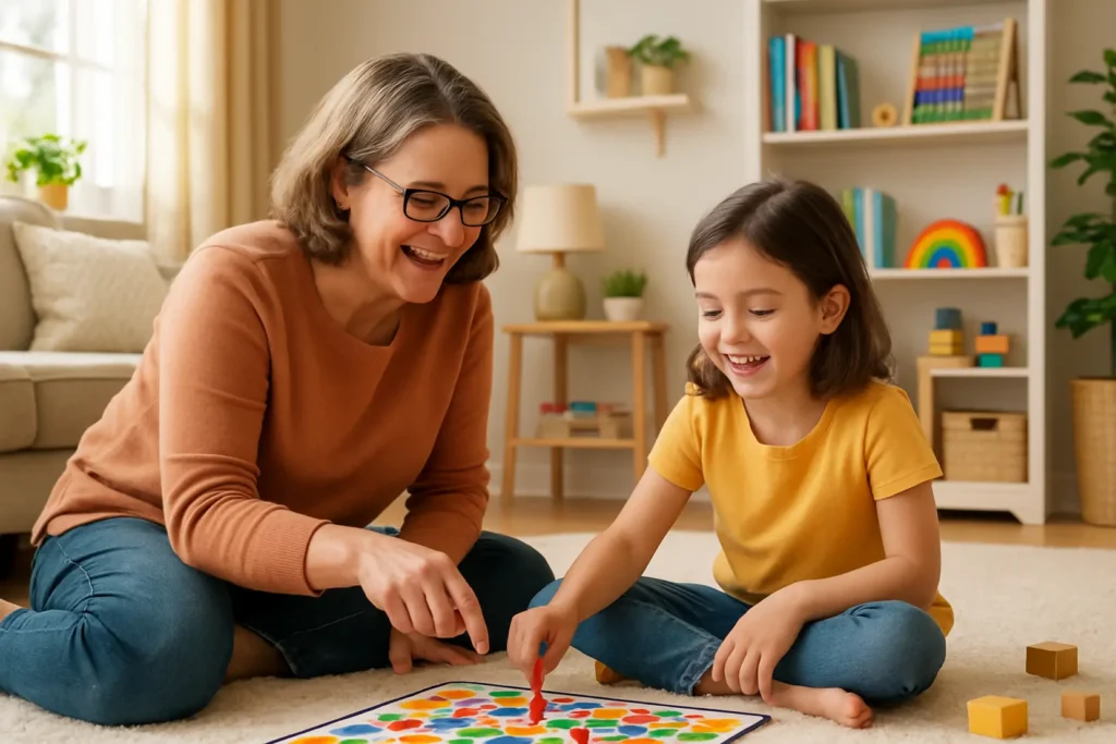 Dziecko bawiące się z rówieśnikami na placu zabaw