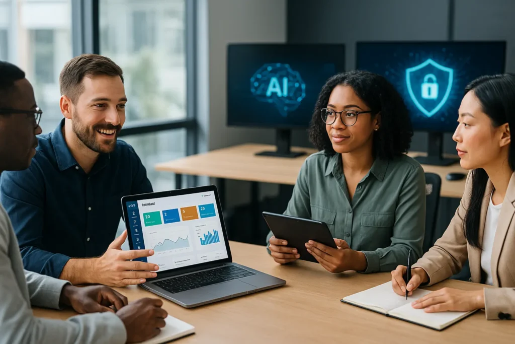 Ilustracja przedstawiająca procesy digitalizacji w małej firmie