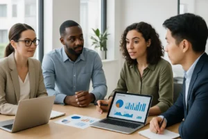 Właściciel małej firmy planujący strategię marketingową online