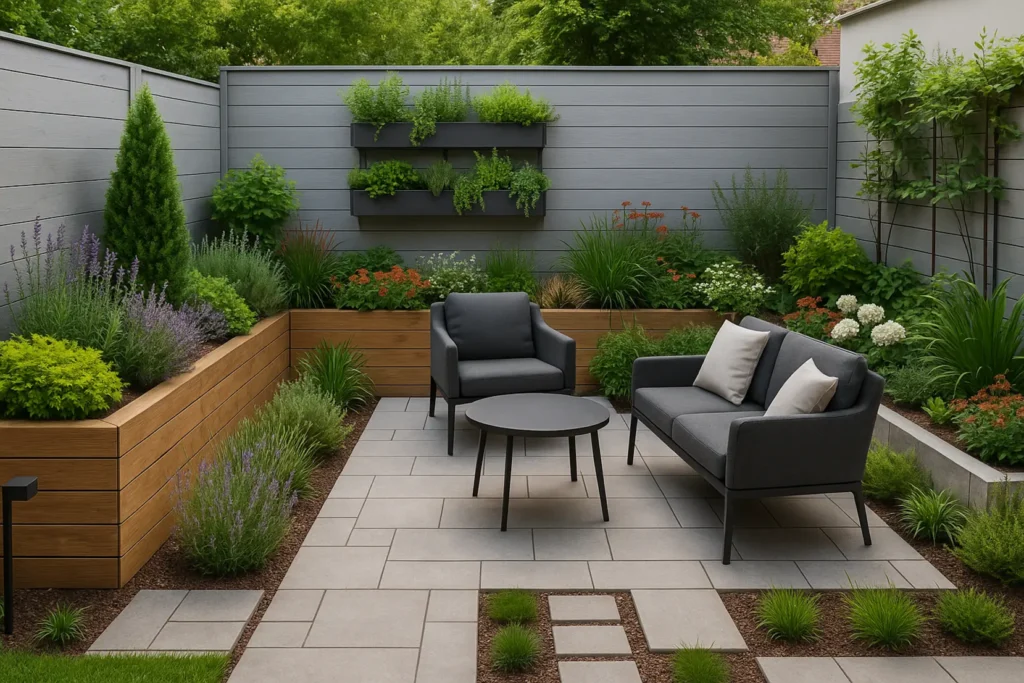 Mały, ale funkcjonalny ogród z podziałem na strefy