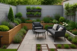 Mały, ale funkcjonalny ogród z podziałem na strefy